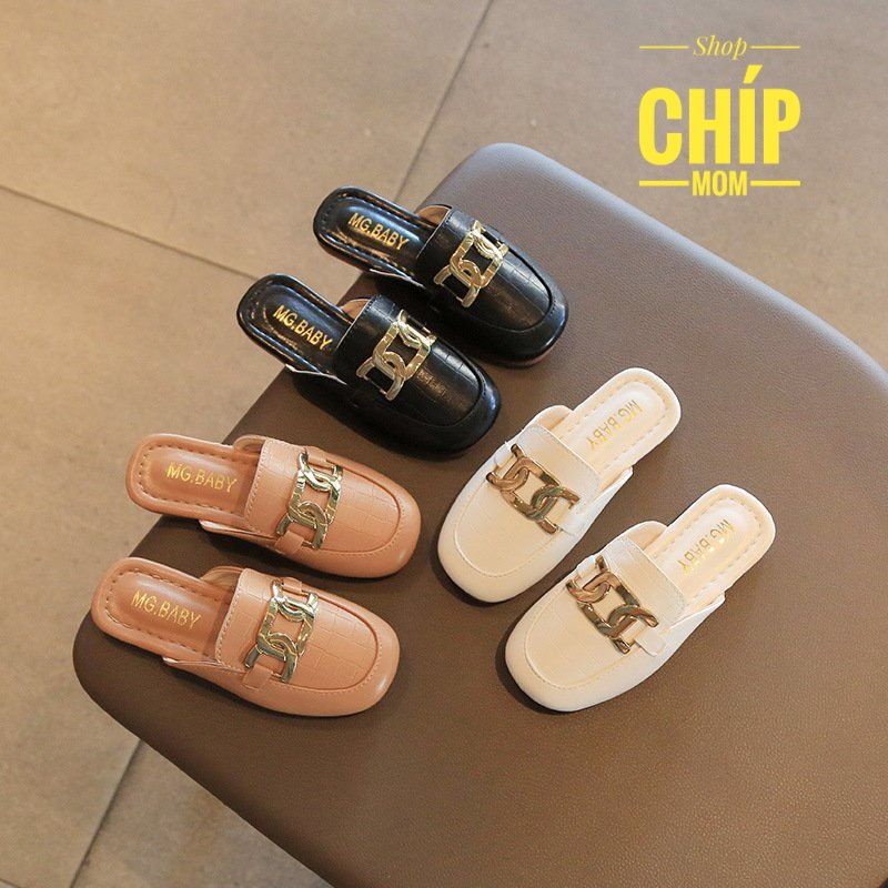 sandal bé gái dép sục cho bé đế dẻo êm chân đã PU bít mũi bảo về chân Mg baby sành điệu full hộp v599