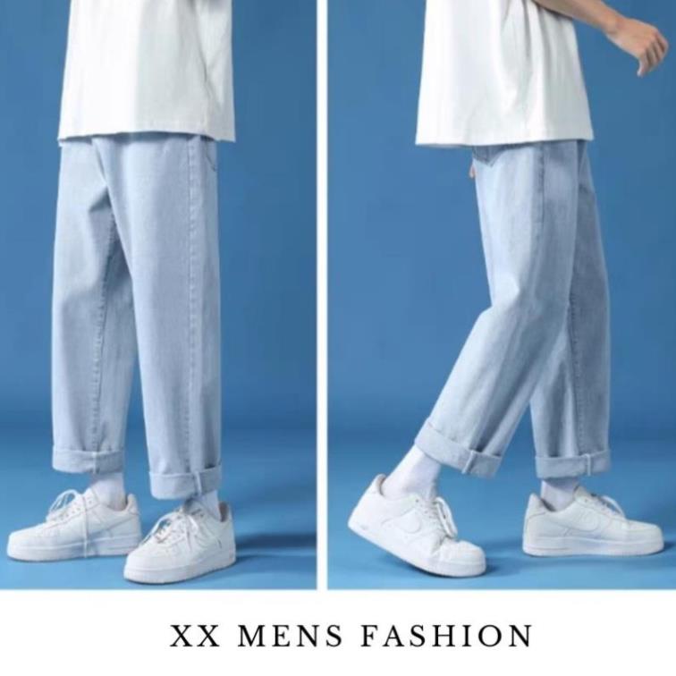 "RẺ VÔ ĐỊCH" Quần Jean Nam, Quần Baggy xanh sáng nhạt ống xuông rộng style hàn quốc 2022-XX MENS FASHION! 2022 *