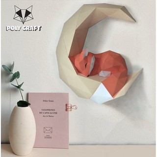 Mô hình giấy decor trang trí tường Cáo dưới ánh trăng 3D POLYCRAFT