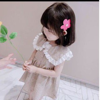 Váy kẻ caro cài cúc cho bé