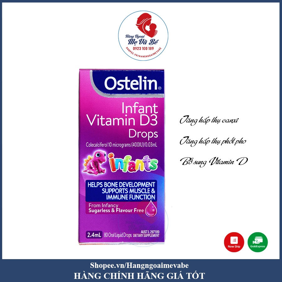 Vitamin D3 Drops Ostelin Úc dạng nhỏ giọt 2.4ml cho bé [Date 07/2022]