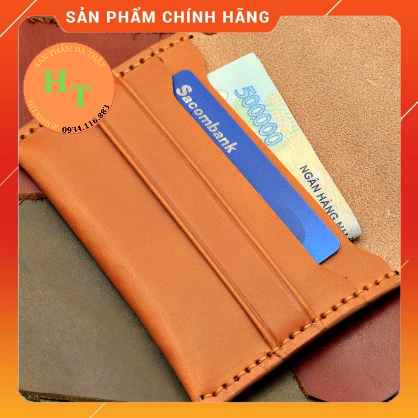 Ví Đựng Card Cao Cấp Da Pullup - Cam Kết 100% Da Bò Thật - Màu Vàng Bò Hàng Chính Hãng Thương Hiệu Hima Leather C01