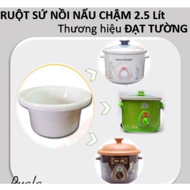 Ruột Sứ Nồi Kho Cá Nấu Cháo Chậm Đa Năng 1,5l-2,5l