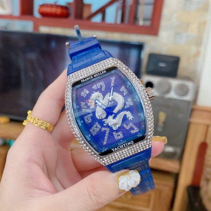 (Bảo hành 12 tháng) Đồng hồ chống nước nam Franck muller thể thao đính đá cao cấp tặng hộp và vòng tay DH402