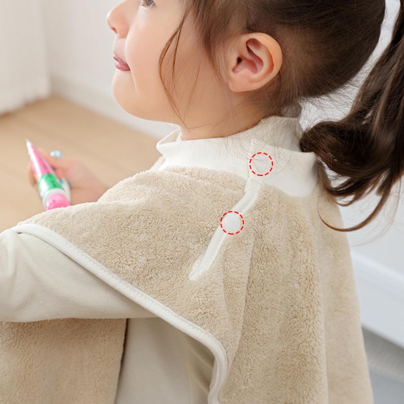 Yếm Ăn Vải Lông Cừu San Hô Mềm Mại Có Nút Cài Cho Bé 1-5 Tuổi