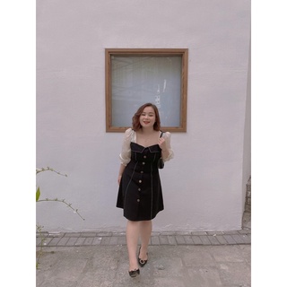 BIGSIZE Váy trần chỉ phối tay lụa ánh trai