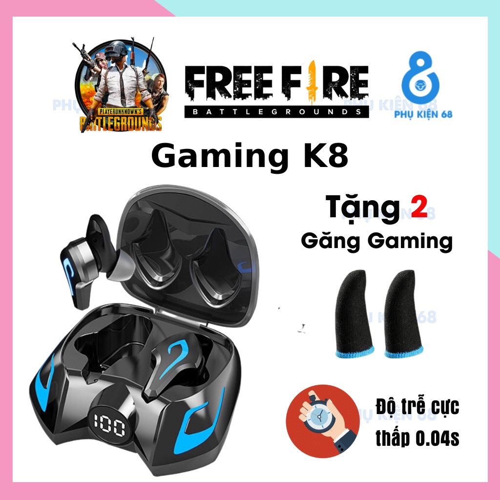Tai Nghe BLUETOOTH GAMING Amoi K8 Bluetooth 5.2, Tai Nghe Chơi GAME Không Dây Có Đèn LED Độ Trễ CỰC THẤP