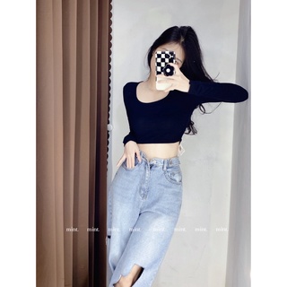 [ HÌNH THẬT] ÁO THUN LỤA CỔ VUÔNG TAY DÀI