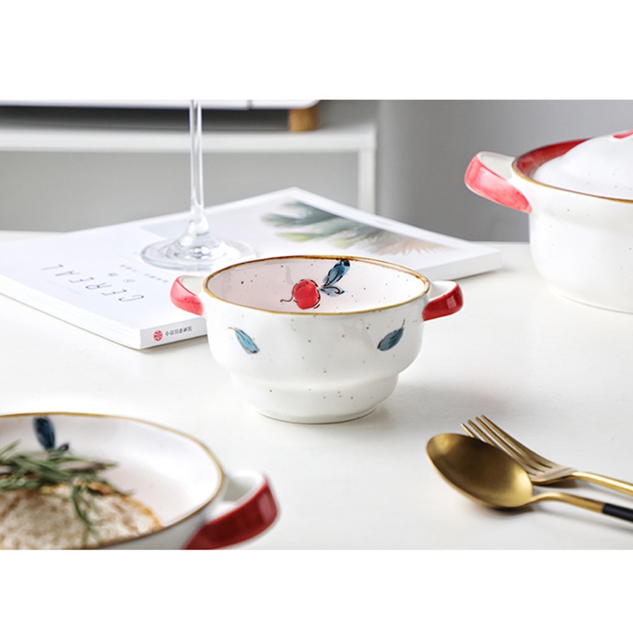 Bát ăn cơm, bát ăn dặm, bát gia vị-thìa họa tiết củ cải đỏ đáng yêu