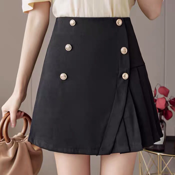 [Quà tặng là dây buộc tóc shop tri ân khách hàng]Chân váy xếp ly ngắn 6 khuy trước, Chân váy chữ A công sở cách tân MS04 | BigBuy360 - bigbuy360.vn