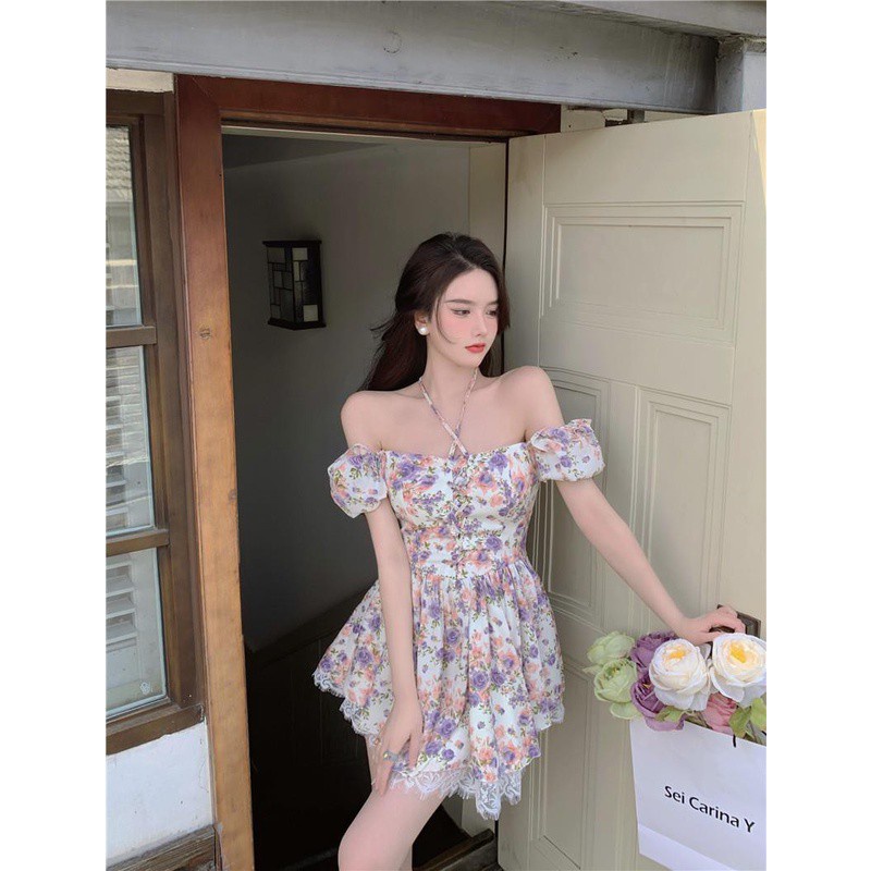 Đầm Hoa Cổ Vuông Tay Phồng Kiểu Dáng Retro Thời Trang Cho Nữ 2 | BigBuy360 - bigbuy360.vn