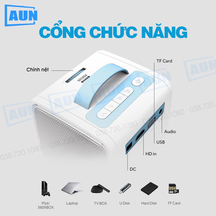 [BẢN 2021 MỚI NHẤT Máy chiếu mini AUN C40s hỗ trợ fullhd 1080p và kết nối với điện thoại, laptop, máy tính | BigBuy360 - bigbuy360.vn