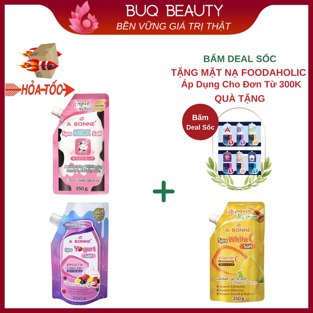 Muối tắm sữa bò tẩy tế bào da chết body A Bonne Spa Milk Salt 350g Thái Lan Có Vòi