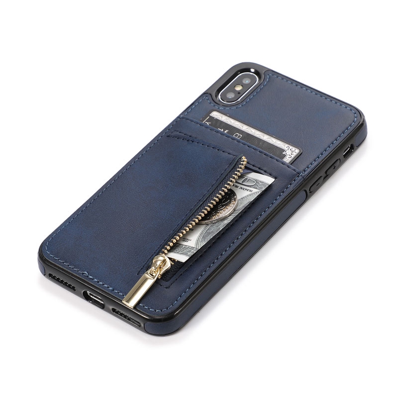 Ốp điện thoại da PU có khóa kéo cho iPhone 11 Pro 6/6S/6+/6S+/7/8/7+/8+/X/XS/XR/XS Max | BigBuy360 - bigbuy360.vn
