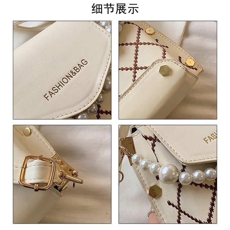 Túi đeo chéo JASMIN NOIR bằng da tổng hợp đính ngọc trai giả sang trọng dành cho nữ