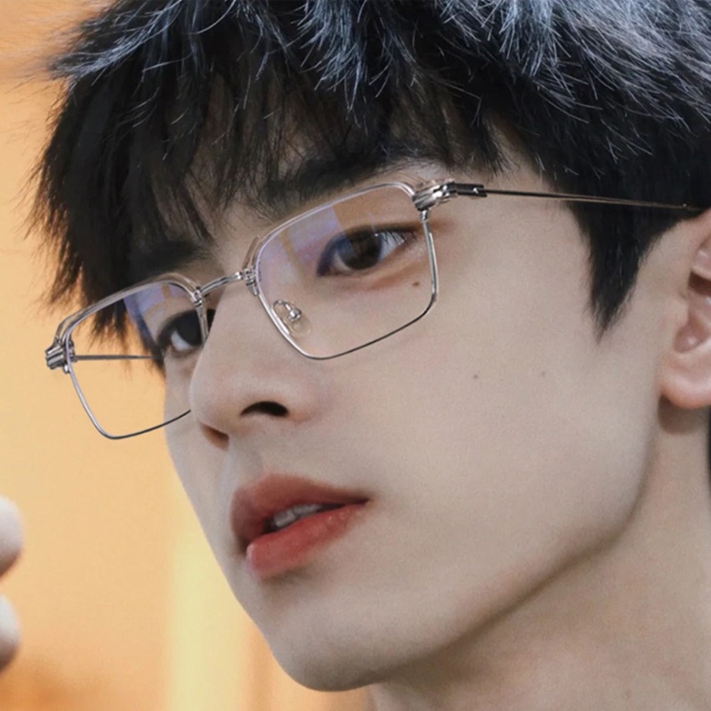 Kính Chống Nắng Nửa Gọng Kim Loại Trong Suốt Chống Ánh Sáng Xanh Thời Trang Mới