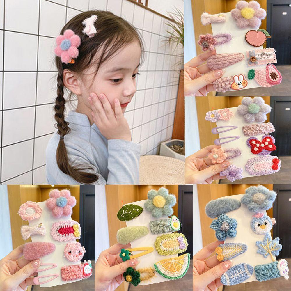 LEILY Set 9 Kẹp Tóc Dệt Kim Thời Trang Thu Đông Cho Bé Gái