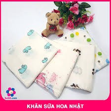 10 chiếc khăn sữa 2 lớp in hình xuất Nhật