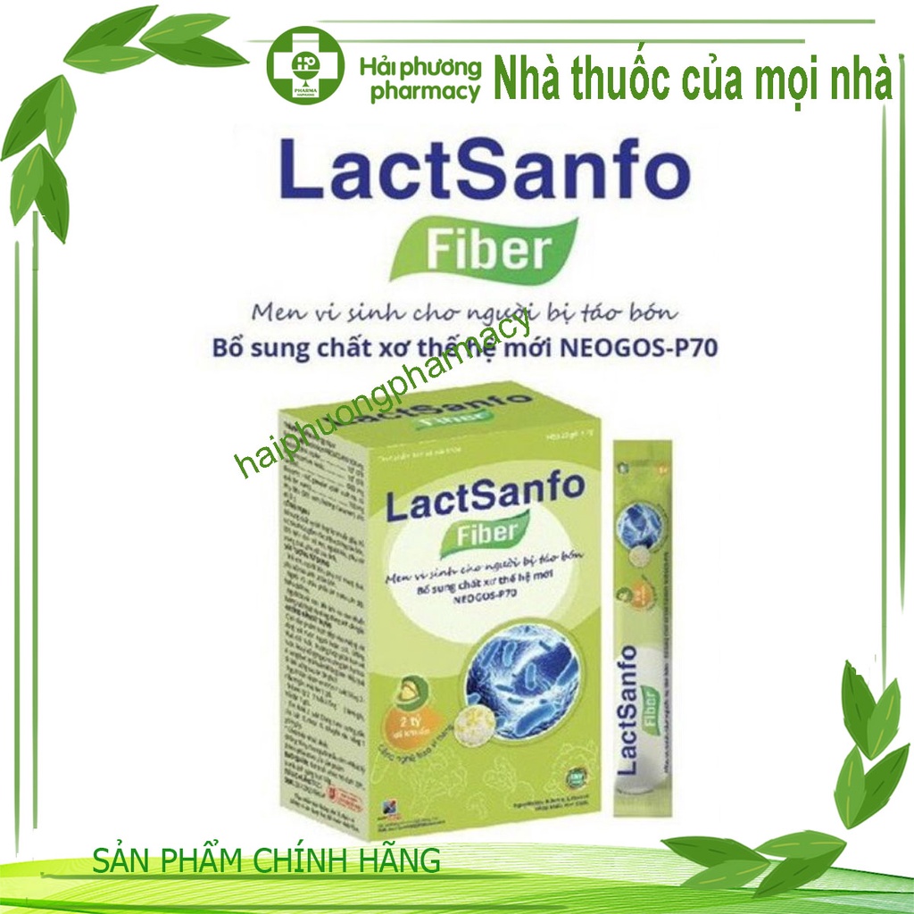 Lactsanfo Fiber men vi sinh dành cho người bị táo bón, biếng ăn Hộp 20 gói
