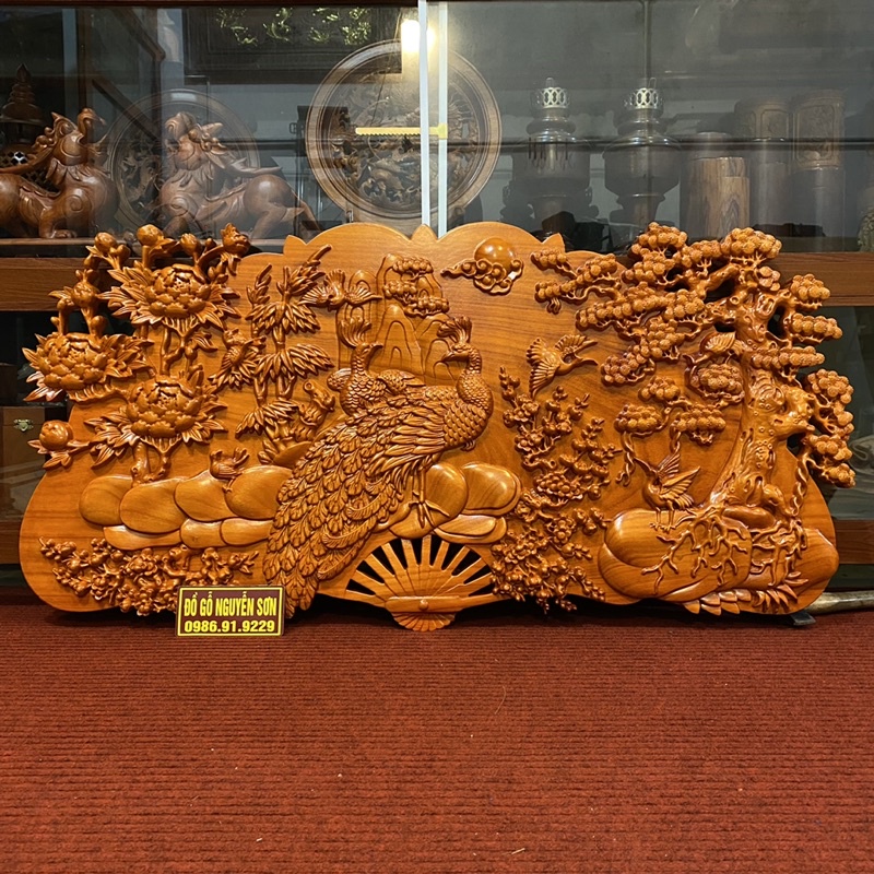 Tranh quạt gỗ phu thê viên mãn