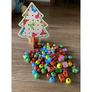 Đồ Chơi Xâu Hạt Hình Cây thông Noel Bằng Gỗ 82 Chi Tiết