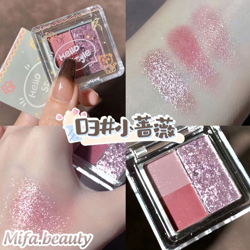 Bảng Phấn Mắt Bắt Sáng Hello Style 3 Màu Nhũ Lì Lấp Lánh Chính Hãng