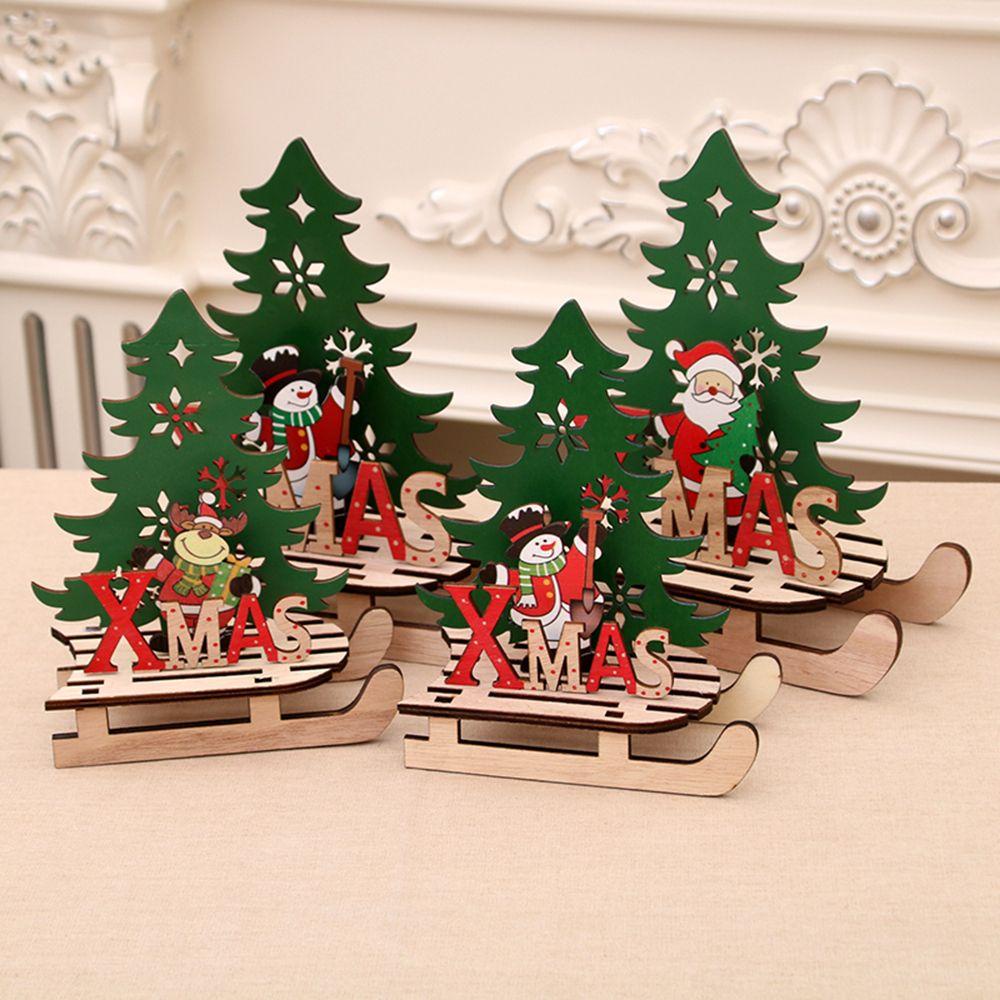 Phụ Kiện Trang Trí Năm Mới Bằng Gỗ Hình Ông Già Noel / Tuần Lộc / Người Tuyết