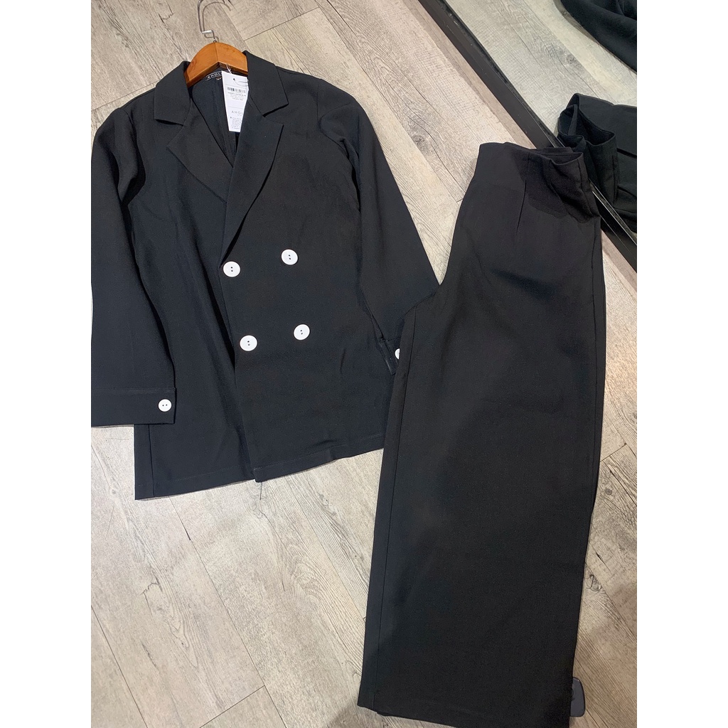 Sét bộ blazer vải mềm quần dáng suông A2780 Aholic