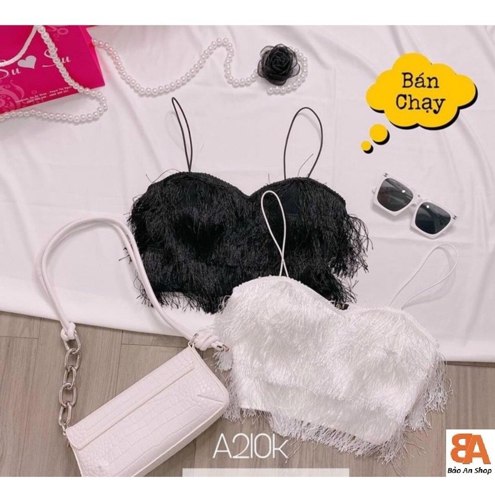 Áo croptop yếm phối ren ( có đệm ngực)