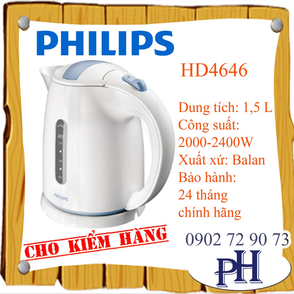 Bình siêu tốc Philips HD4646 1.5L 2400W (Trắng)