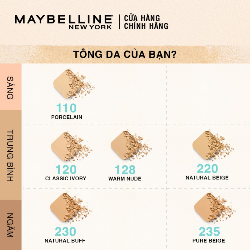 Phấn Nền Kiềm Dầu Chống Nắng Tiệp Mọi Tông Da SPF 32 PA+++ Fit Me Skin-Fit Powder Foundation Maybelline New Y