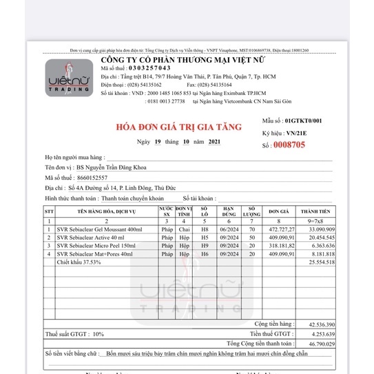 Tẩy Trang SVR SEBIACLEAR Eau Micellaire Da Dầu, Nhạy Cảm, Mụn - Loại Bỏ Bóng Nhờn, Sáng Da 400ml
