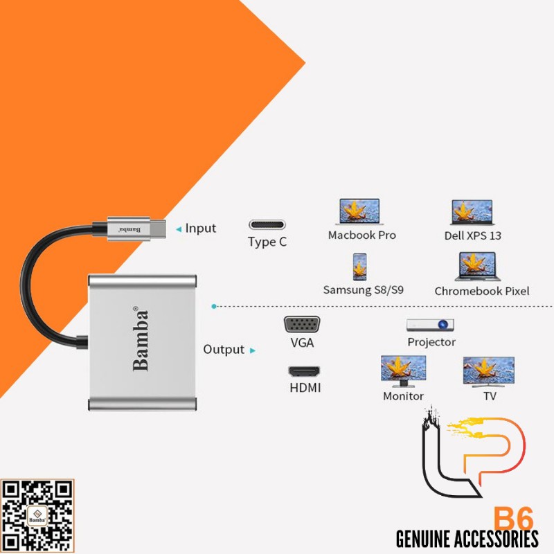 CÁP CHUYỂN USB TYPE-C RA VGA HDHM BAMBA B6