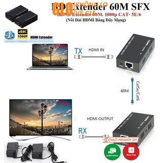 Bộ Thiết Bị Nối Dài HDMI Bằng Dây Lan 30-60m (Hdmi Extender 60m) - Bộ Kích Tín Hiệu HDMI Chống Nhiễu Cực Tốt