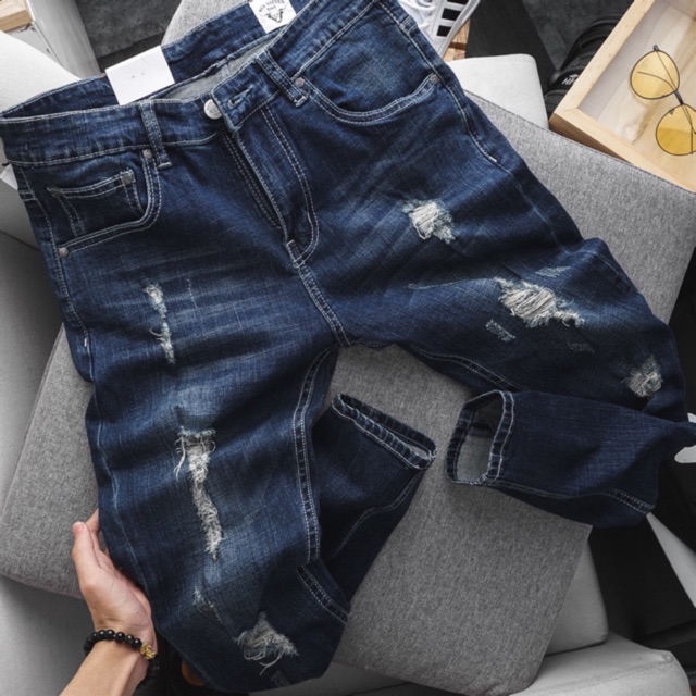 Quần jean nam rách ống ôm xuất dư cao cấp | BigBuy360 - bigbuy360.vn