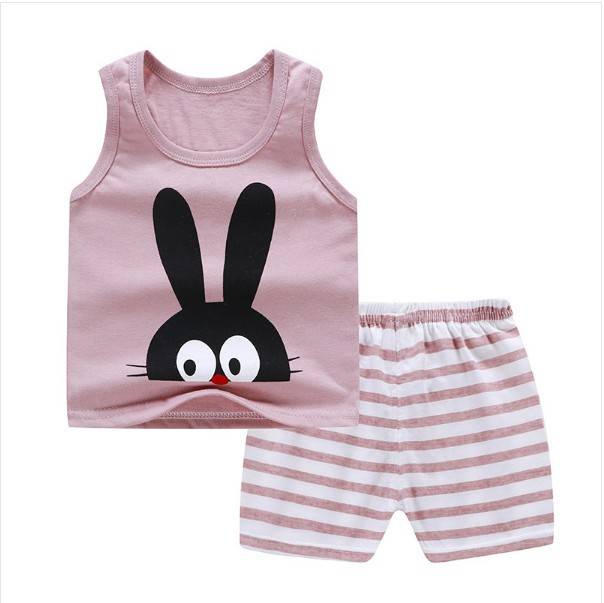 1-6 tuổi Cô bé Bộ thời trang trẻ em mùa hè Cotton Cotton Cartoon Vest tay ngắn + Quần short 2 mảnh