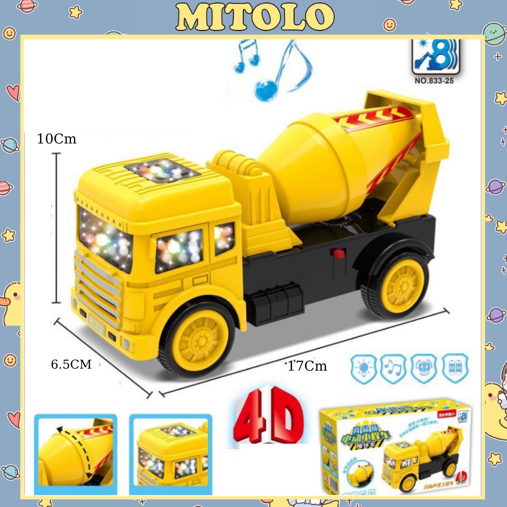 Ô tô đồ chơi trẻ em Mitolo đồ chơi cho bé ô tô đồ chơi thông minh xe công trình bê tông 833-25