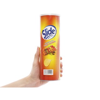 Snack khoai tây vị thịt nướng Slide lon 160g và lon 75g, Bách hóa tiêu dùng sỉ lẻ