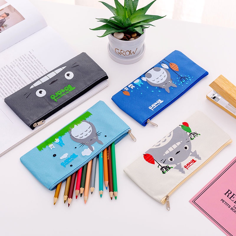 Túi đựng bút vải Canvas, Túi vải nhỏ đựng đồ in hình dễ thương