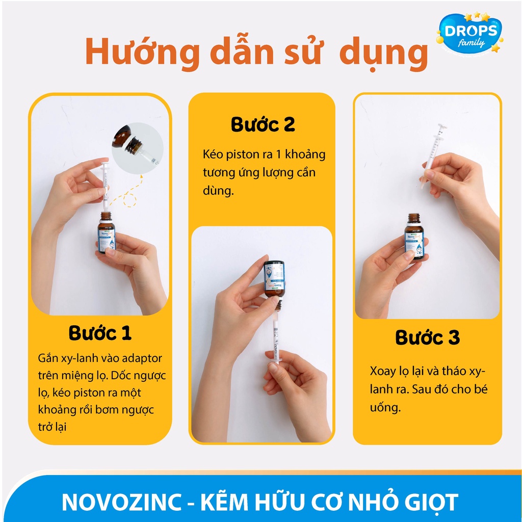 Kẽm cho bé NOVOZINC kẽm hữu cơ nhỏ giọt cho trẻ từ 1 tháng tuổi Hàng Chính Hãng Lọ 15 ml