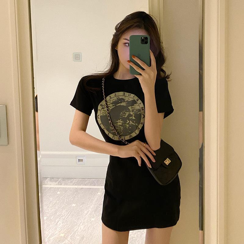 BH Đầm Lửng Tay Ngắn In Họa Tiết Độc Đáo Thời Trang Cho Nữ