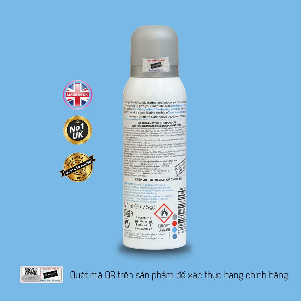 Xịt Thơm Mát Vùng Kín Femfresh 125ml - Nhập Khẩu UK