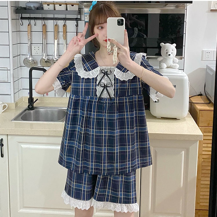 Pajama female Xia Bingsi short sleeve Korean spring and autumn thin section sweet imitation silk sexy V-neck two-piece suit home clothes