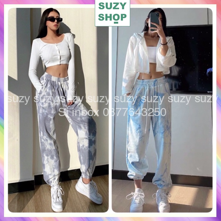 Quần Nỉ Unisex Loang Màu Ống Rộng Siêu Chất, Quần Nỉ Da Cá Loang Màu Trendy