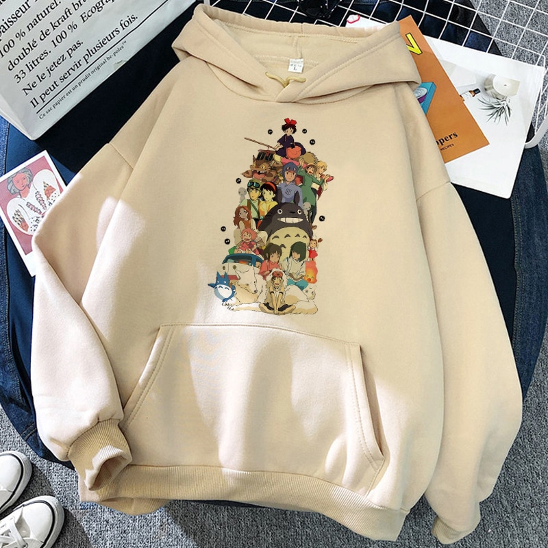 Áo Hoodie nữ in hình Totoro hoạt hình phong cách Nhật Bản 90s