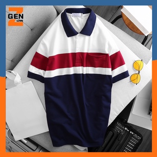 Áo thun ngắn tay nam có cổ sọc túi, chất cotton - lz fashion - ps143