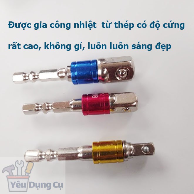 Đầu chuyển vít sang khẩu Bulong  3 kích cỡ 1/4 3/8 1/2  lắp cho máy khoan và máy bắt vít