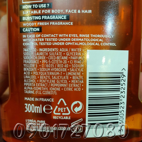 Sữa tắm Loreal Hydra Energetic - Pháp
