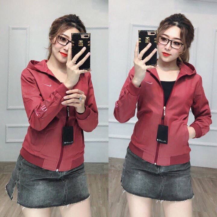 Áo khoác dù nữ nik nón thêu hàng đẹp - M063