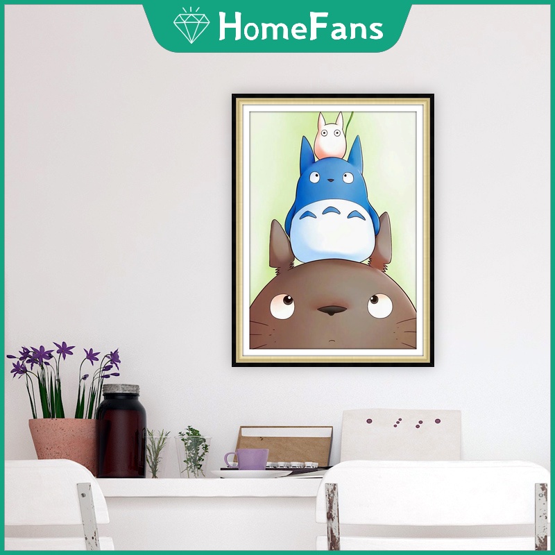 Bộ Tranh Đính Đá 5D Tự Làm Hình Totoro 30x40cm / 40x50cm